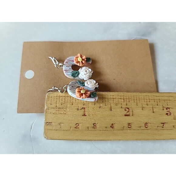 Polymer Clay Floral Dangling Earrings New - Picture 9 of 10